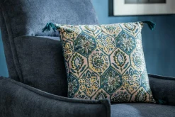 Poszewka orientalna beżowo-niebieska LORIENT 45x45 cm