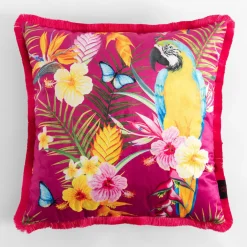 Poszewki I Poduszki Dekoracyjne|inny Poszewka różowa z papugą TROPICANA 45x45 cm