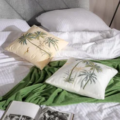Poszewki I Poduszki Dekoracyjne|inny Poszewka w tropikalne palmy biała FEZA 45x45 cm