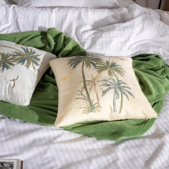 Poszewki I Poduszki Dekoracyjne|inny Poszewka w tropikalne palmy beżowa FEZA 45x45 cm