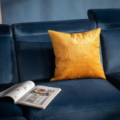 Poszewka welurowa musztardowa DAPHNE 45x45 cm