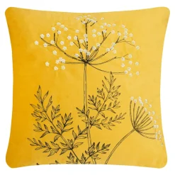 Estetica Poszewka welurowa z haftem żółta ANISE 45x45 cm