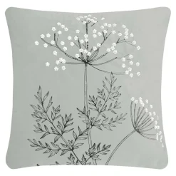 Poszewki I Poduszki Dekoracyjne|Estetica Poszewka welurowa z haftem jasnoszara ANISE 45x45 cm