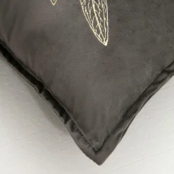 Estetica Poszewka welurowa z motywem roślinnym szara HERBS 45x45 cm