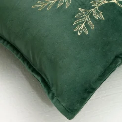 Poszewki I Poduszki Dekoracyjne|Estetica Poszewka welurowa z motywem roślinnym zielona HERBS 45x45 cm