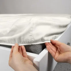 Prześcieradła|inny Prześcieradło satynowe z gumką ecru 90x200 cm