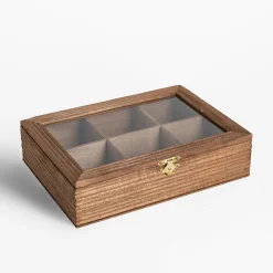 inny Pudełko drewniane na herbatę 6-przegródek