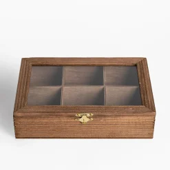 inny Pudełko drewniane na herbatę 6-przegródek