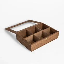 inny Pudełko drewniane na herbatę 6-przegródek
