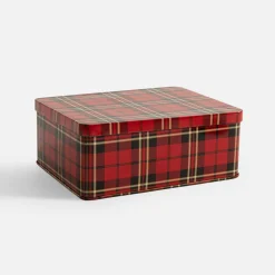 Pudełka I Pojemniki Do Przechowywania|inny Pudełko metalowe do przechowywania CZERWONA KRATA 2250 ml