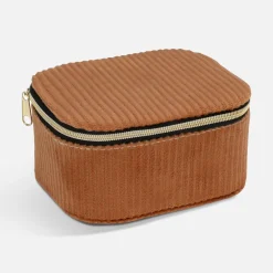 Stojaki Na Biżuterię| Pudełko na biżuterię jasnobrązowe 11x9x6 cm