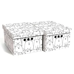 Przechowywanie|Pudełka I Pojemniki Do Przechowywania| Pudełko ozdobne tekturowe MISIE BIAŁE, kpl 2 szt.