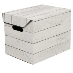 Pudełka I Pojemniki Do Przechowywania| Pudełko ozdobne tekturowe z pokrywką DESKA BIAŁA