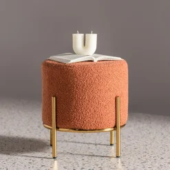 Pufy I Podnóżki| Puf boucle pomarańczowy KORI