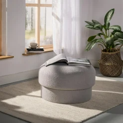 Pufy I Podnóżki|inny Puf okrągły boucle jasnoszary IQOMO