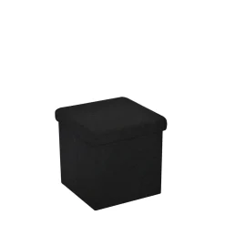 Pufy I Podnóżki| Puf składany BOUCLE czarny 38 cm