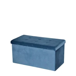Puf składany z pojemnikiem niebieski 76,5x38x37,5 cm