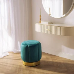 Pufy I Podnóżki| Puf welurowy morski TAZZISTO