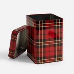 inny Puszka metalowa do przechowywania CZERWONA KRATA 1450 ml