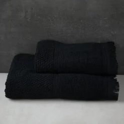 Ręczniki|Ręczniki|Texpol Ręcznik bawełniany z frędzlami czarny SANTORINI 50x90 cm