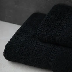 Ręczniki|Ręczniki|Texpol Ręcznik bawełniany z frędzlami czarny SANTORINI 50x90 cm