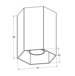 Spoty Natynkowe|Zumaline Reflektor natynkowy o geometrycznym kształcie kolor aluminium POLYGON CL 1L