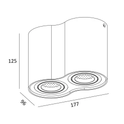 Spoty Natynkowe|Zumaline Reflektor natynkowy 2-punktowy biały RONDOO SL 2
