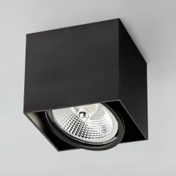 Spoty Natynkowe|Zumaline Reflektor natynkowy 1-punktowy czarny BOX1 13,2x13,2 cm