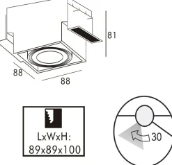 Spoty Wpuszczane|Zumaline Reflektor podtynkowy czarny ONEON DL 50-1