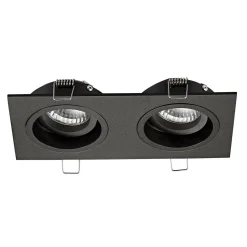 Spoty Wpuszczane|Zumaline Reflektor podtynkowy 2-punktowy czarny CHUCK DL 2 SQUARE