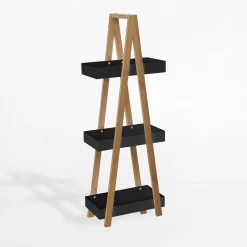 inny Regał łazienkowy z 3 półkami czarny 18x30x82 cm