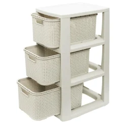 Pudełka I Pojemniki Do Przechowywania| Regał komoda z 3 koszami biały