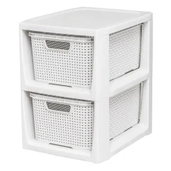 Pudełka I Pojemniki Do Przechowywania| Regał komoda z 2 koszami biały