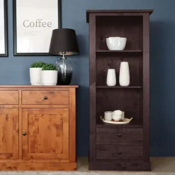 Szafki|Regały|inny Regał niski z litego drewna PAOLA brzoza mahoń