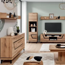 Furni Home Regał z czarnym dekorem KRIS lewy