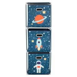 Przechowywanie|Pudełka I Pojemniki Do Przechowywania|inny Regał z 3-szufladami niebieski 35x35x102 cm