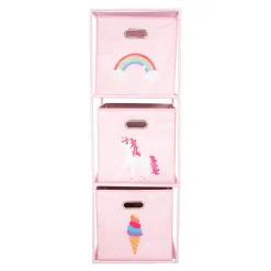 Dzieci inny Regał z 3-szufladami różowy 35x35x102 cm