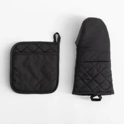 inny Rękawica kuchenna i podkładka pod garnek z neoprenem czarna