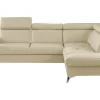Narożniki|Trend Line Rozkładany narożnik z beżowej skóry naturalnej MIO prawy