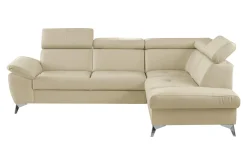 Narożniki|Trend Line Rozkładany narożnik z beżowej skóry naturalnej MIO prawy