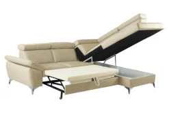 Narożniki|Trend Line Rozkładany narożnik z beżowej skóry naturalnej MIO prawy