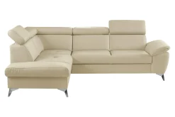 Trend Line Rozkładany narożnik z beżowej skóry naturalnej MIO lewy