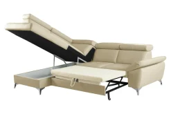 Trend Line Rozkładany narożnik z beżowej skóry naturalnej MIO lewy