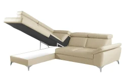 Trend Line Rozkładany narożnik z beżowej skóry naturalnej MIO lewy