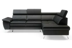 Trend Line Rozkładany narożnik z czarnej skóry naturalnej MIO prawy