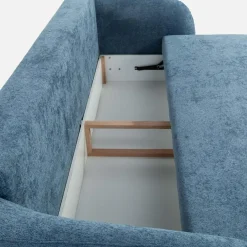 Sofy|inny Sofa 3 osobowa, rozkładana z pojemnikiem granatowa PORTO