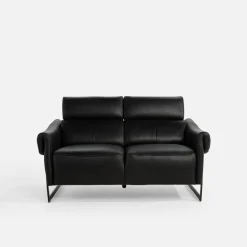 Sofy|Trend Line Sofa 2 osobowa skórzana czarna MILANO