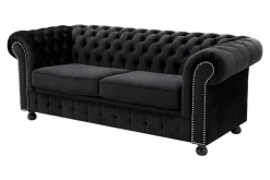 Sofy|Inspire Sofa glamour rozkładana czarna CHESTER