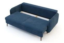 Sofa granatowa VAMOS nóżki orzech