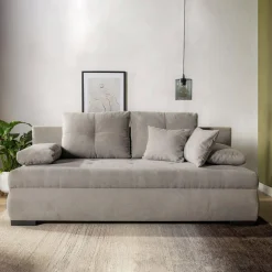 Sofy|Mavik Sofa rozkładana 3-osobowa beżowa MEMO